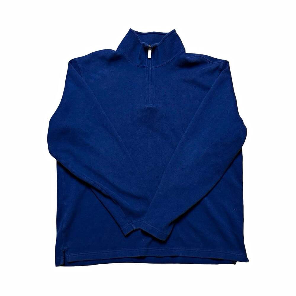 Eddie Bauer Knit Cotton 1/4 Zip Mock Neck Pullover Sweater Men’s L Blue Solid